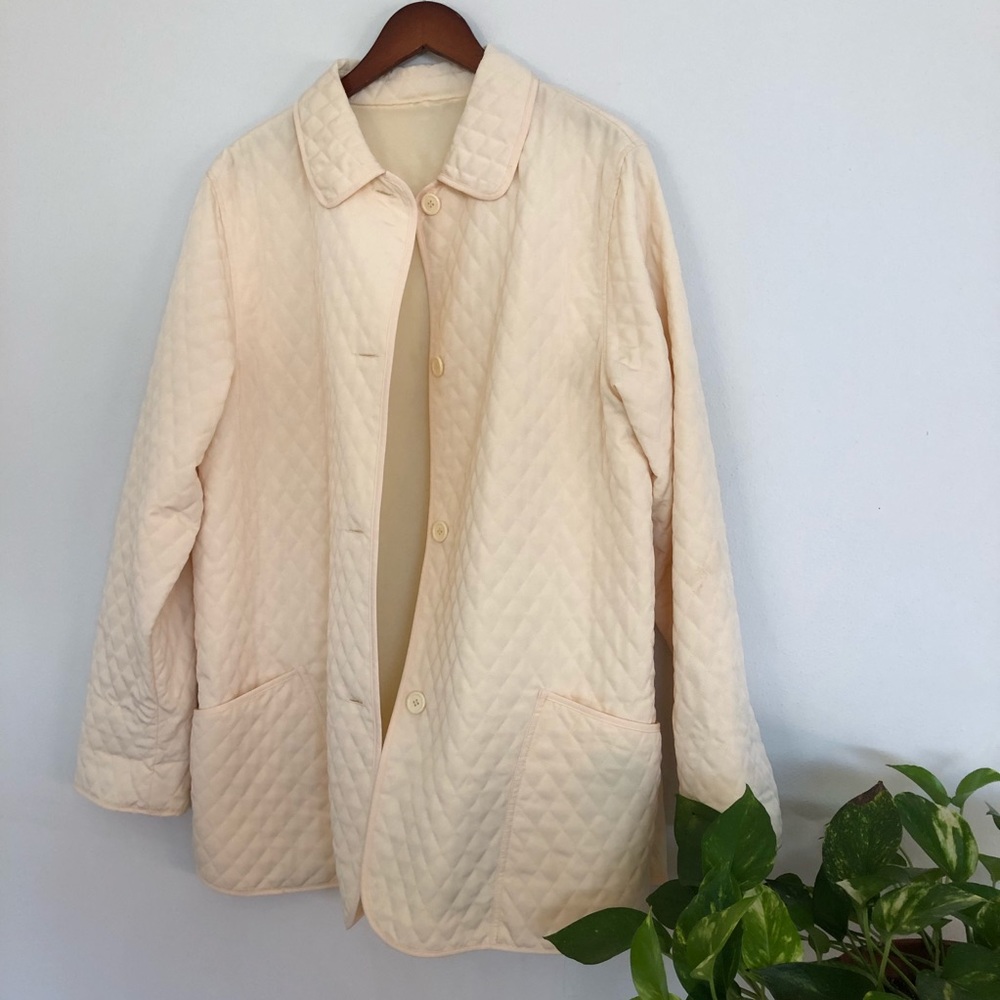 VINTAGE Quilted Pale Yellow Jacket